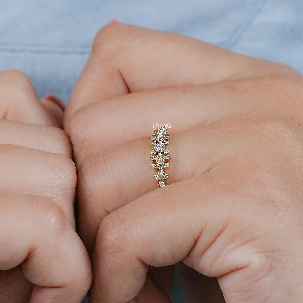 Round Lab Diamond Cluster Wedding Band