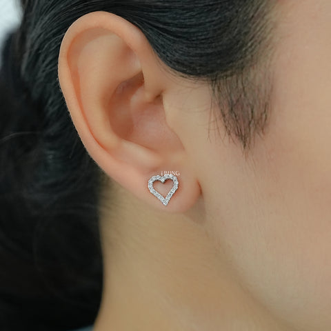 Heart Shape Round Cut Lab Diamond Stud Earrings