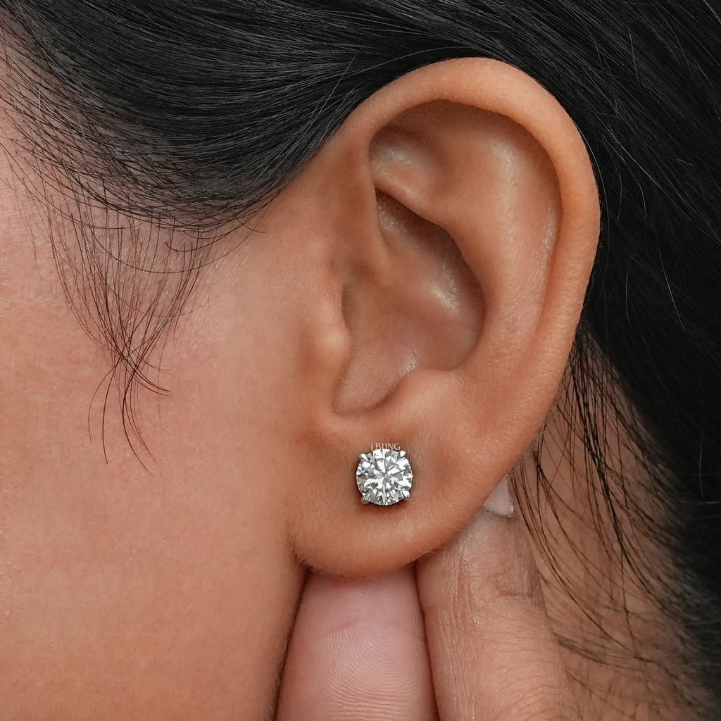 Round Cut Lab Grown Diamond Solitaire Stud Earrings