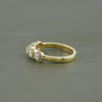 Round Lab Grown Diamond Five Stone Halo Wedding Band