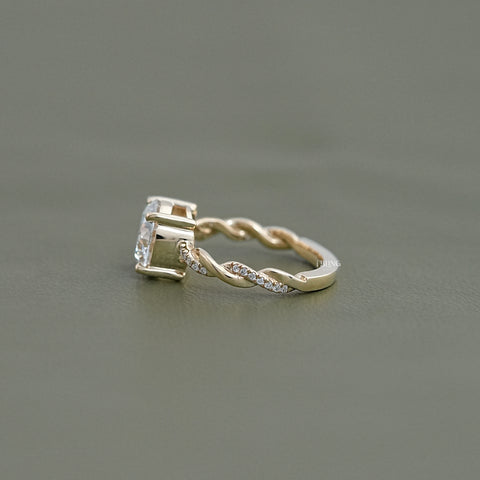 Round Lab Diamond Twist Band Engagement Ring