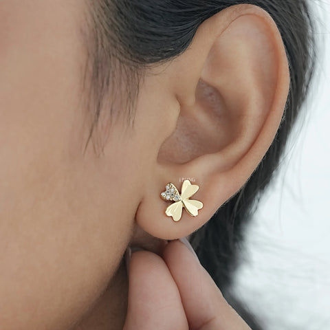 Lab Diamond 4 Leaf Clover Stud Earrings