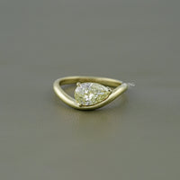 Pear Lab Grown Diamond Curved Solitaire Ring