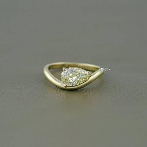 Pear Lab Grown Diamond Curved Solitaire Ring