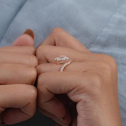 Oval Lab Grown Diamond Solitaire Accent Ring