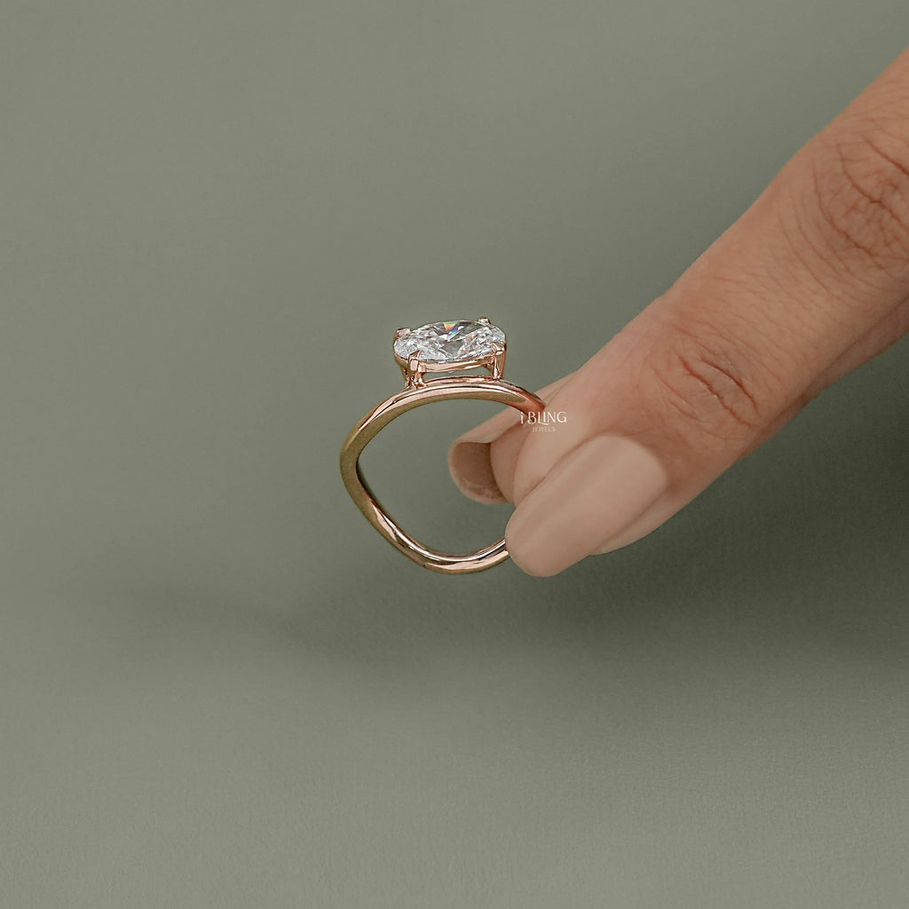 East West Oval Lab Diamond Solitaire Ring