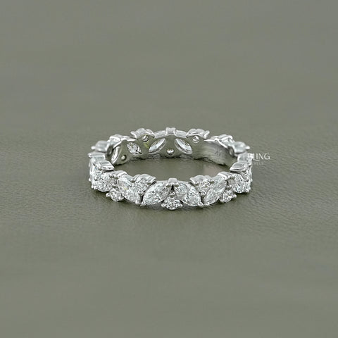 Marquise And Round Diamond Eternity Wedding Band