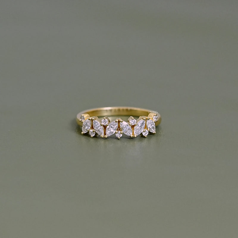 Marquise And Round Diamond Half Eternity Band