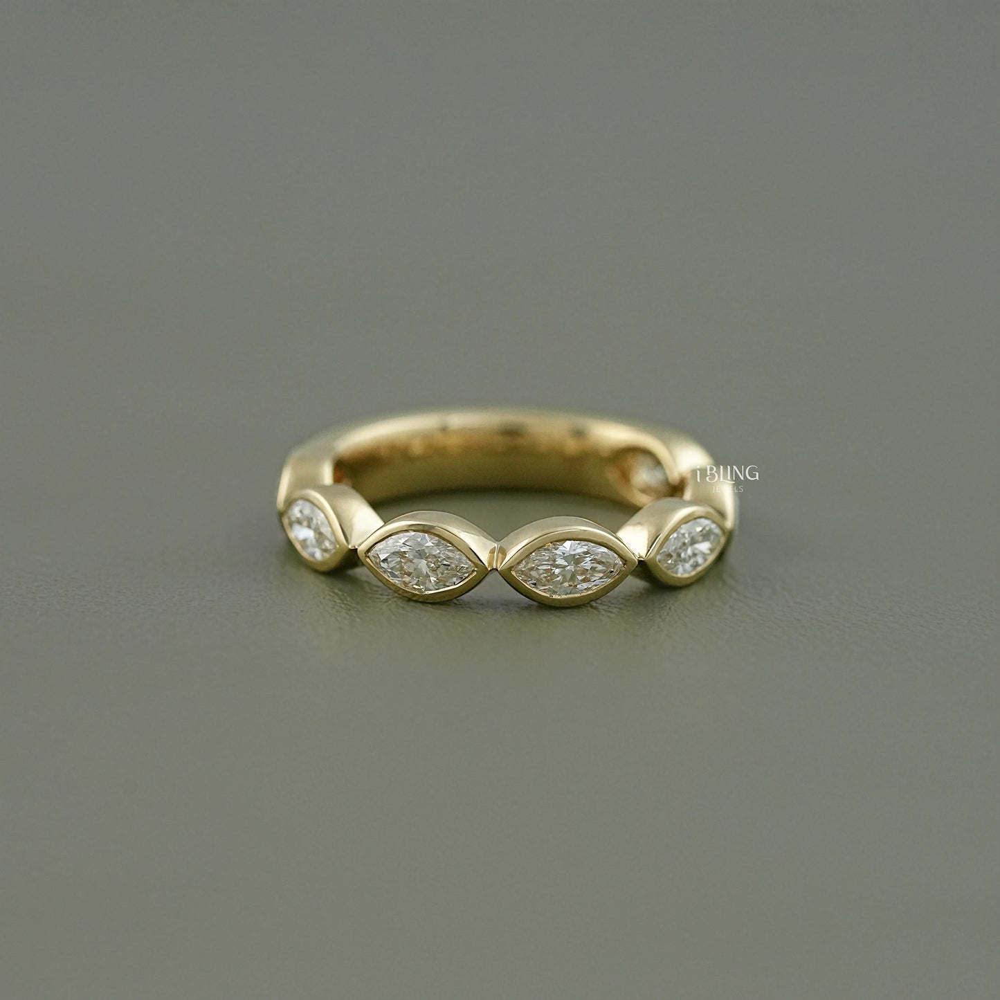 Marquise Lab Grown Diamond East West Bezel Set Band Half Eternity