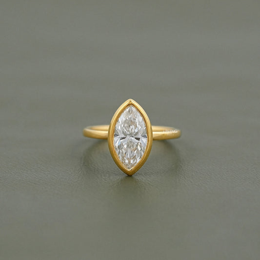 Marquise Cut Bezel Set Lab Diamond Soliatire Ring