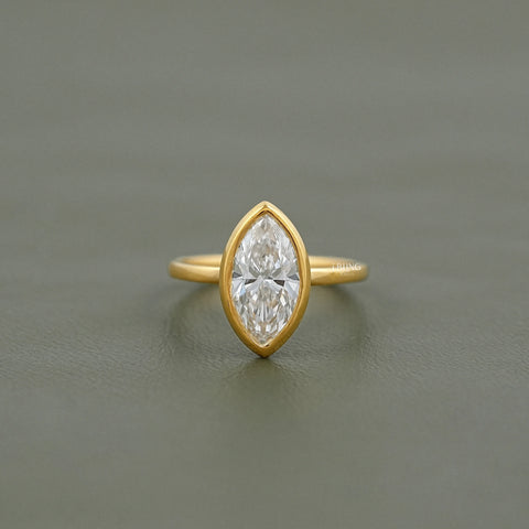 Marquise Cut Bezel Set Lab Diamond Soliatire Ring