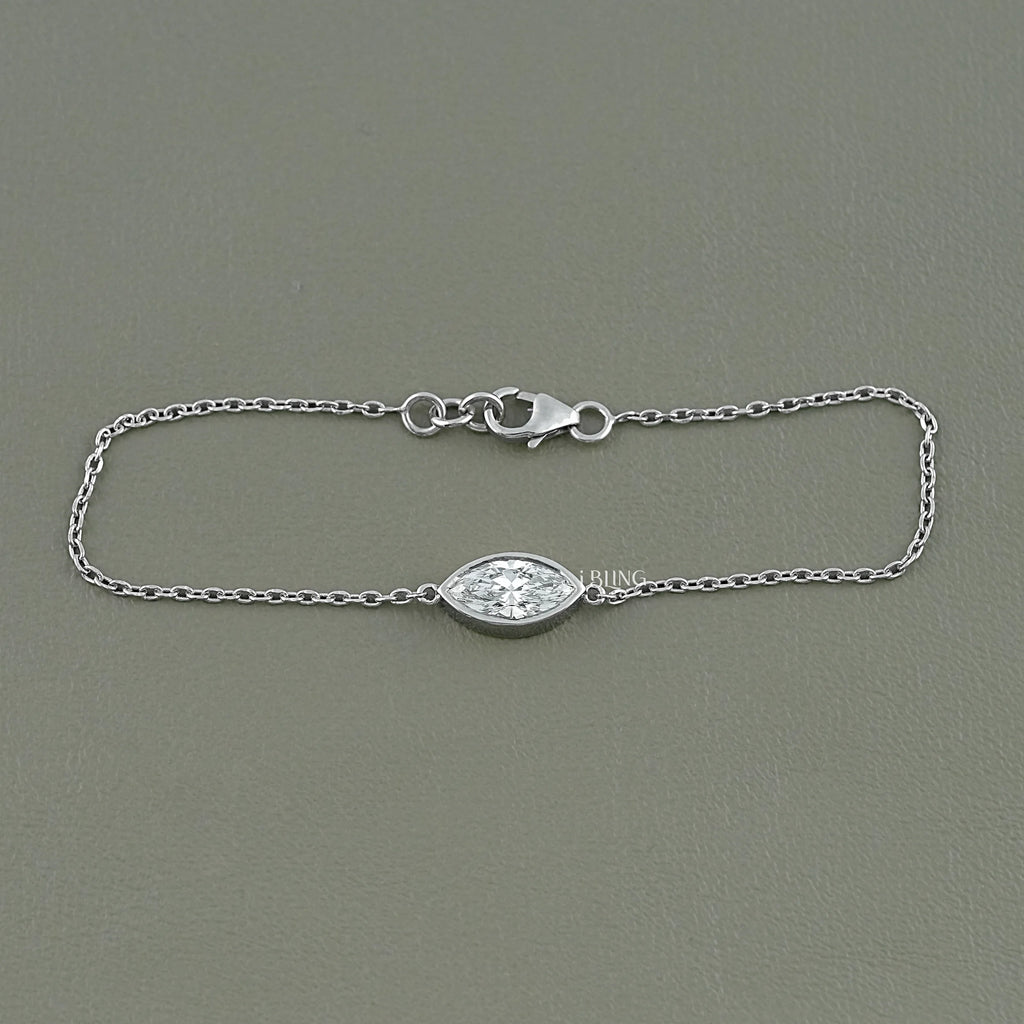 Marquise Cut Diamond Bezel Set Solitaire Bracelet