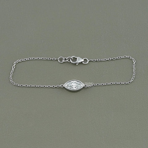 Marquise Cut Diamond Bezel Set Solitaire Bracelet