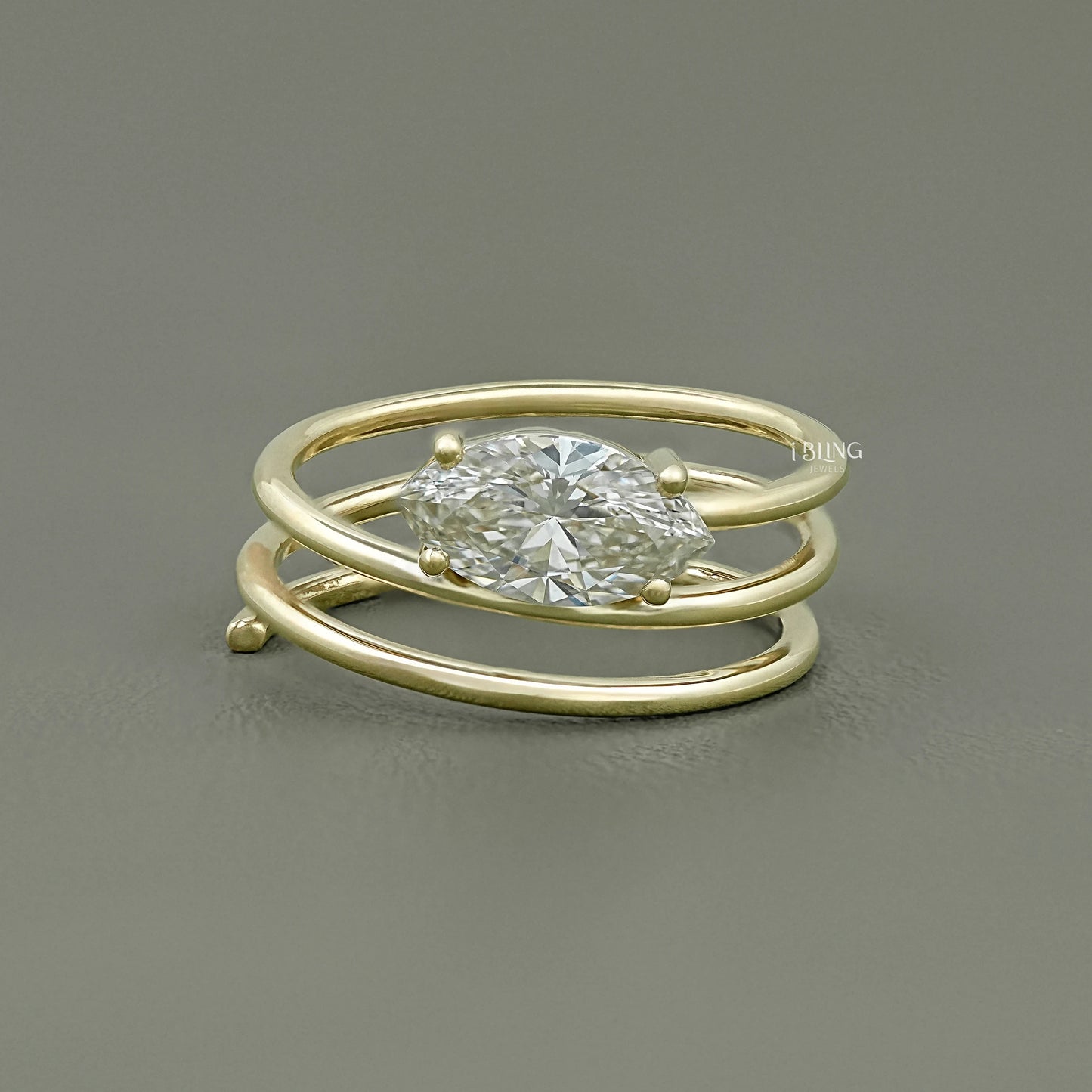 Marquise Cut Diamond Spiral Ring