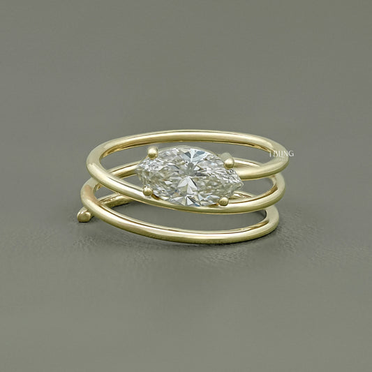 Marquise Cut Diamond Spiral Ring