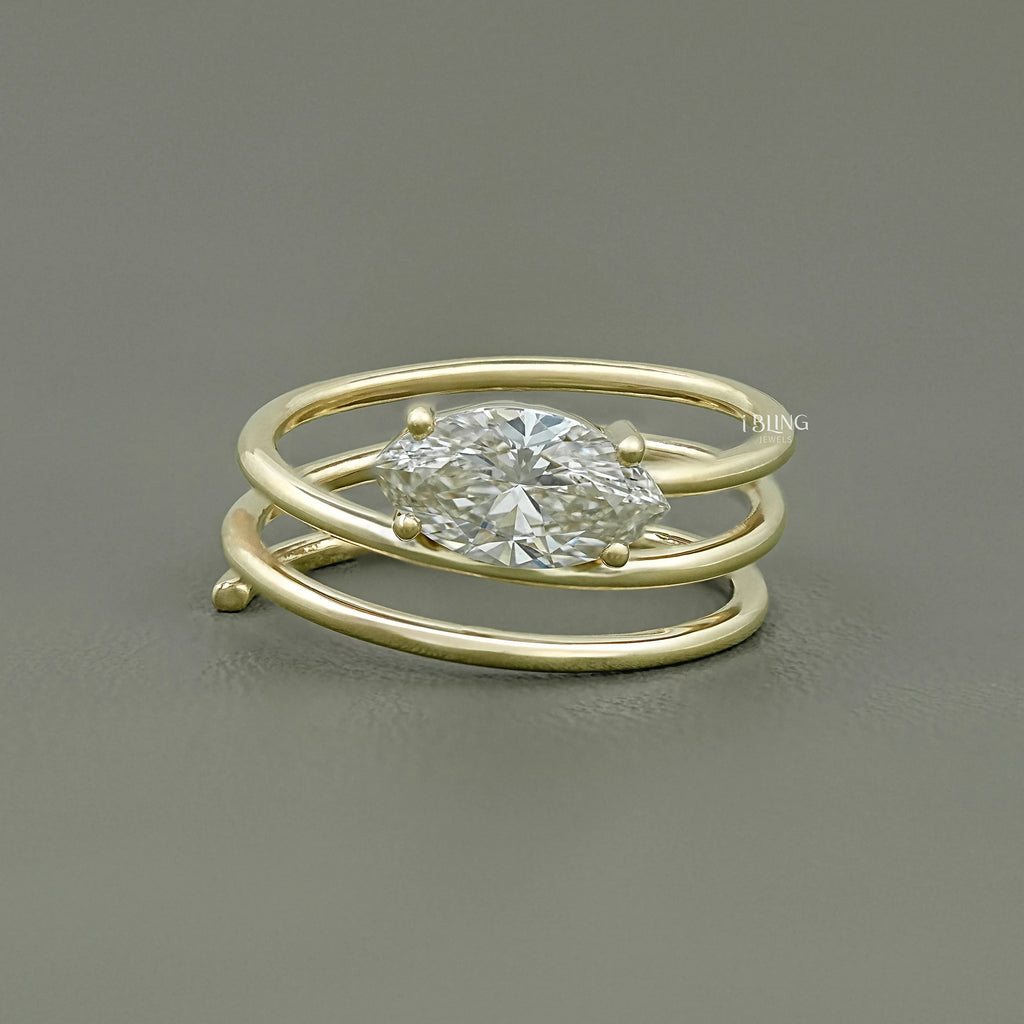 Marquise Cut Diamond Spiral Ring
