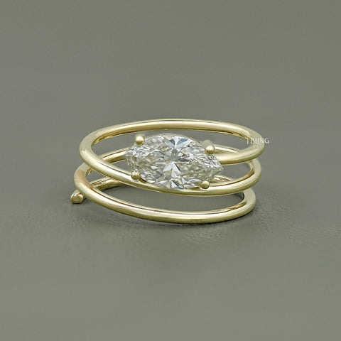 Marquise Cut Diamond Spiral Ring