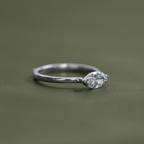 East West Set Marquise Diamond Solitaire Ring