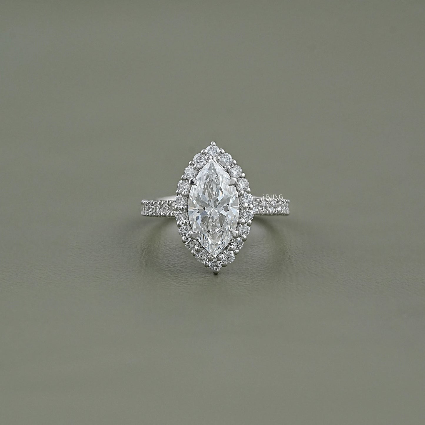 Marquise Lab Diamond Halo Engagement Ring