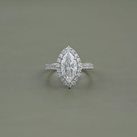 Marquise Lab Diamond Halo Engagement Ring