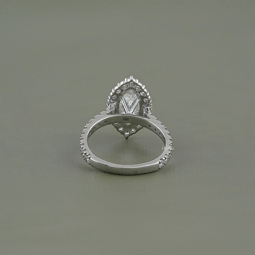Marquise Lab Diamond Halo Engagement Ring