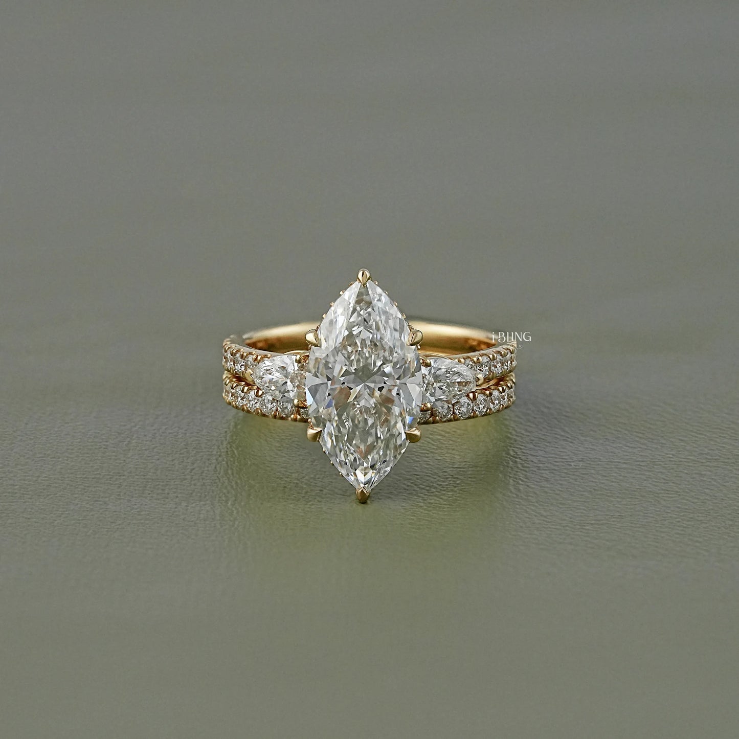 Marquise Lab Diamond Bridal Set Ring