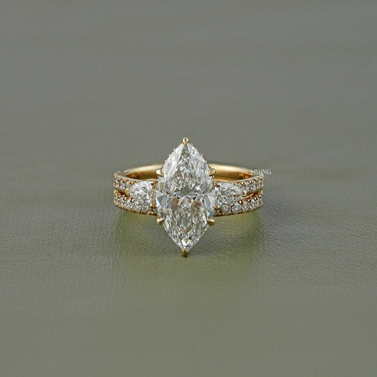 Marquise Lab Diamond Bridal Set Ring