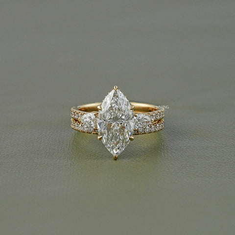 Marquise Lab Diamond Bridal Set Ring