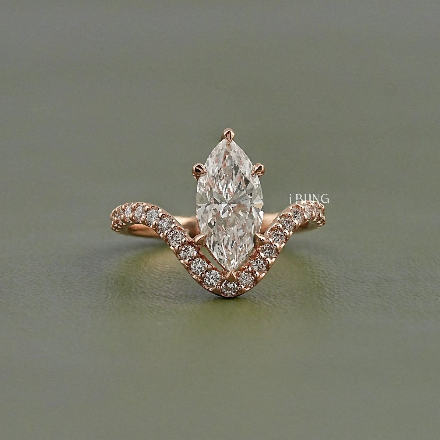 Marquise Cut Lab Diamond Solitaire Accent Ring Solitaire Accent Ring