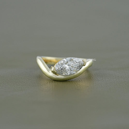 iBling Jewels Women east west marquise cut curved lab diamond ring