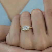 East West Marquise Cut Curved Lab Diamond Ring