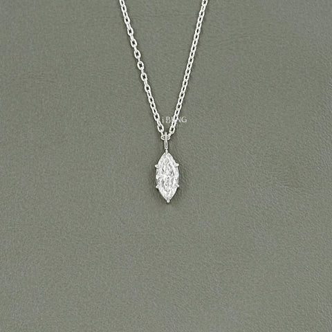 Marquise Cut Lab Diamond Solitaire Pendant Necklace
