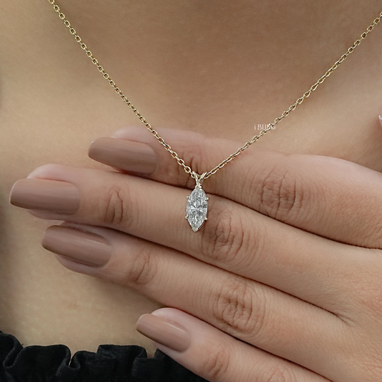Marquise Cut Lab Diamond Solitaire Pendant Necklace Pendants