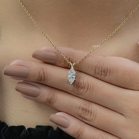 Marquise Cut Lab Diamond Solitaire Pendant Necklace