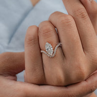 Marquise Cut Lab Diamond Solitaire Accent Ring
