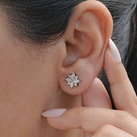 Marquise and Round Diamond Floral Stud Earrings