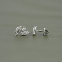 Marquise Cut Lab Diamond Leaf Stud Earrings