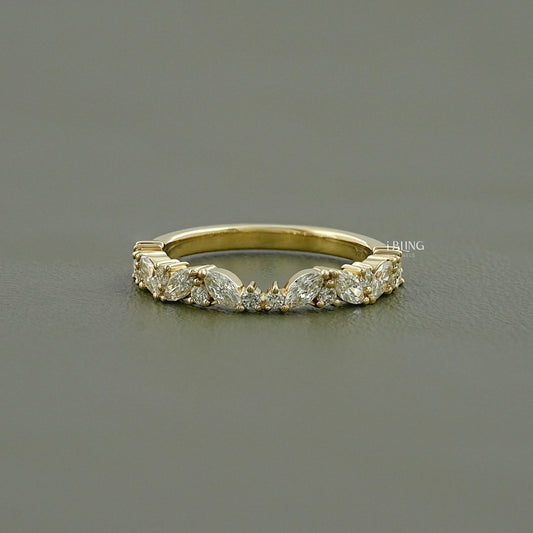 Marquise & Round Lab Diamond Eternity Wedding Band