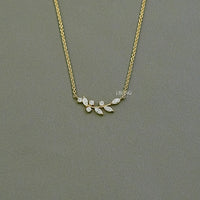Marquise Cut Lab Diamond Floral Leaf Necklace
