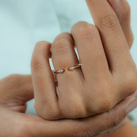 Two Stone Marquise Diamond Open Cuff Ring