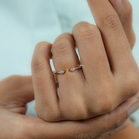 Two Stone Marquise Diamond Open Cuff Ring