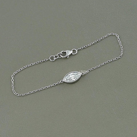 Marquise Cut Diamond Bezel Set Solitaire Bracelet