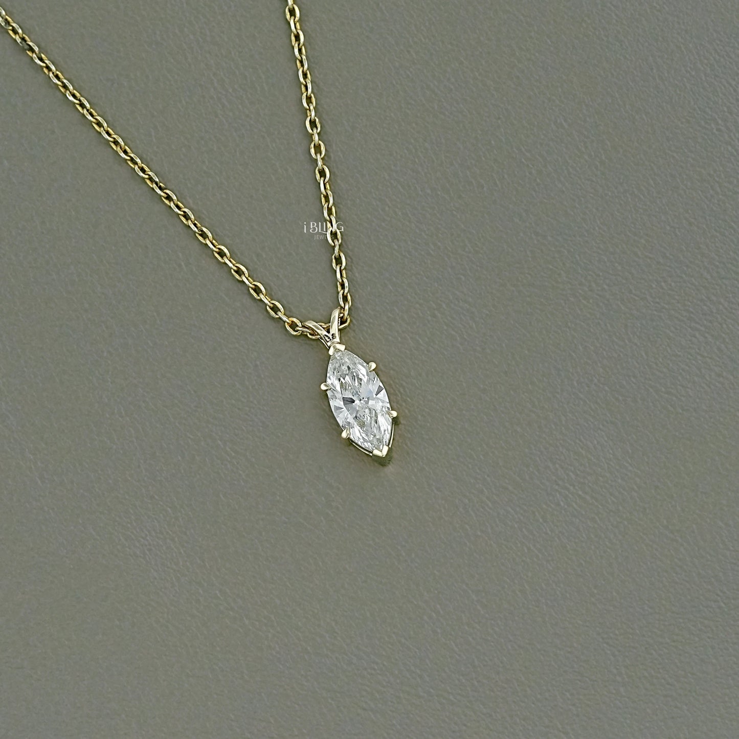 Marquise Cut Lab Diamond Solitaire Pendant Necklace Pendants