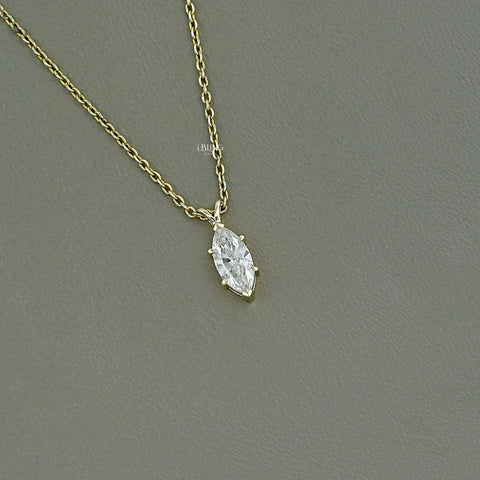 Marquise Cut Lab Diamond Solitaire Pendant Necklace