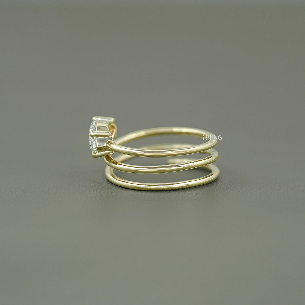Marquise Cut Diamond Spiral Ring