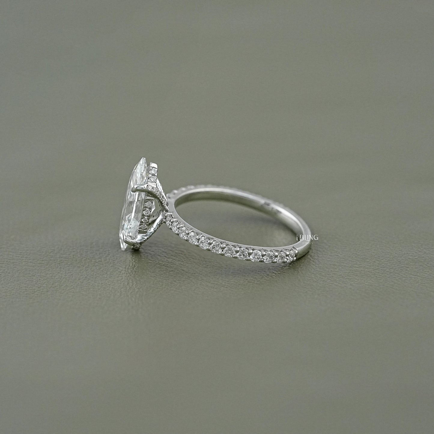 Marquise Cut Lab Diamond Solitaire Accent Ring