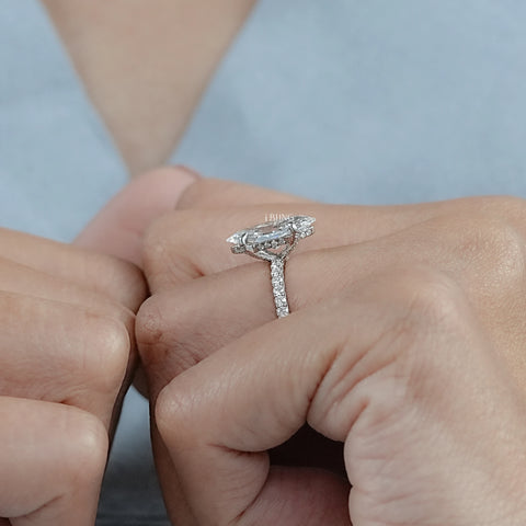 Marquise Cut Lab Diamond Solitaire Accent Ring