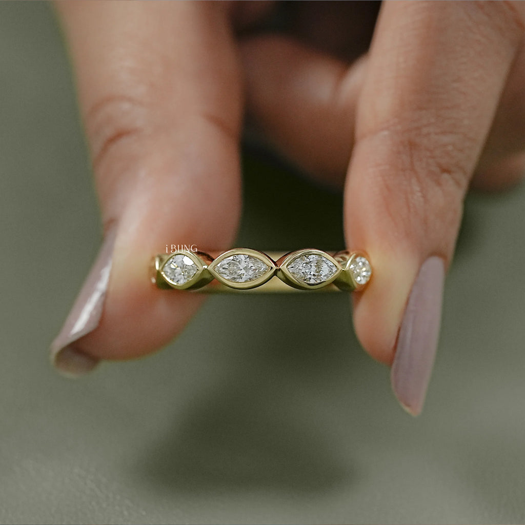 Marquise Lab Grown Diamond East West Bezel Set Band
