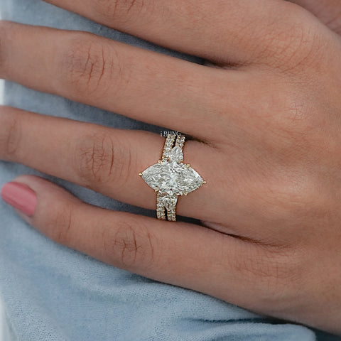 Marquise Lab Diamond Bridal Set Ring