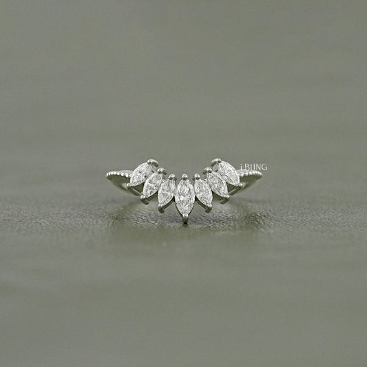 Marquise-Cut Lab Grown Diamond Curved Band Band